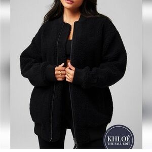 NWT Fabletics Khloe Kardashian Fall Edit Oversized Teddy Bomber Jacket - xs